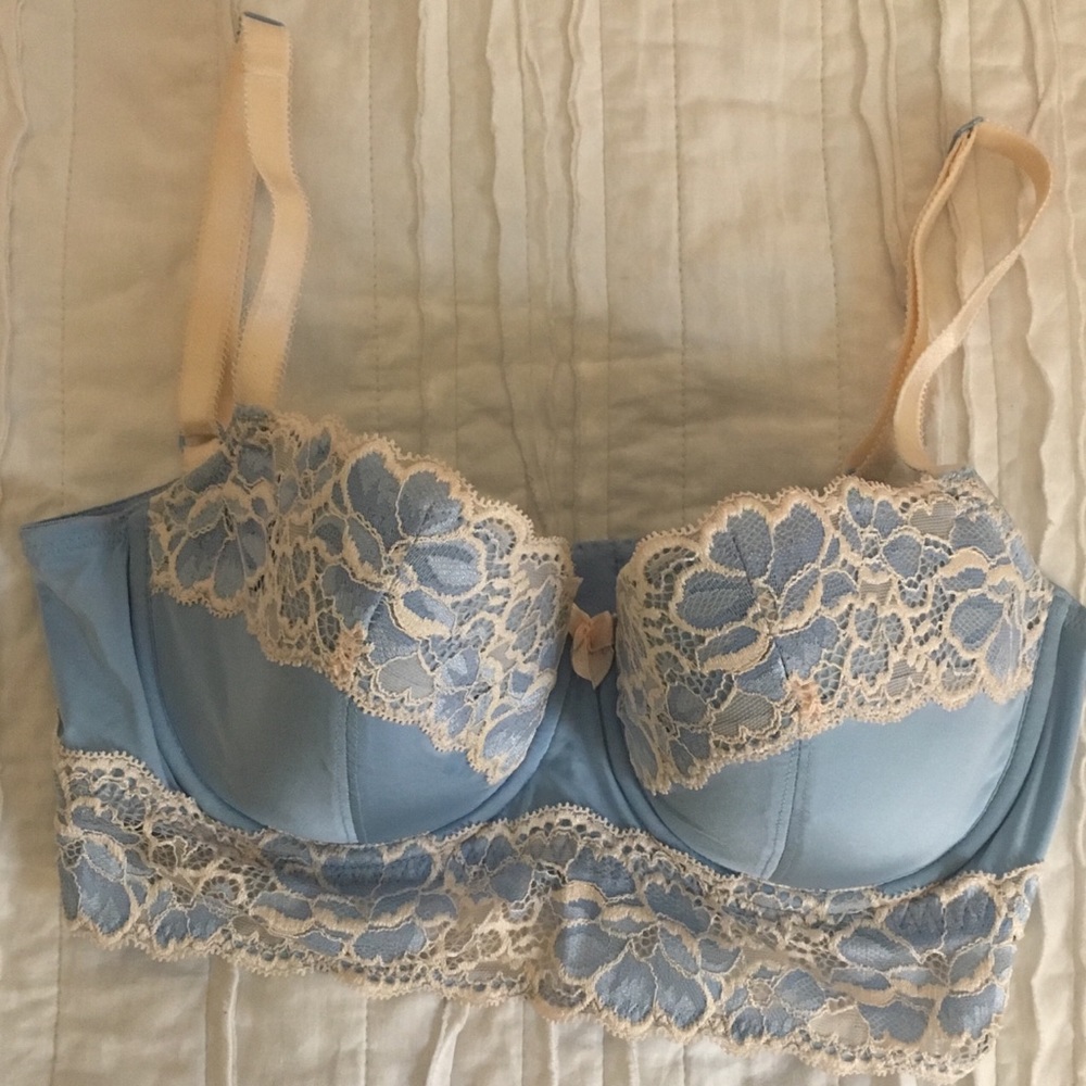 Blue lace bra
